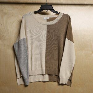 The Workshop Neutral Color Block Long Sleeve Sweater Women's Sz Sm
